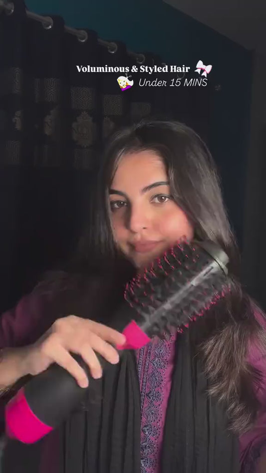 3-in-1 One Hot Air Brush Hair Dryer & Styler – Drying, Straightening & Volumizing Brush